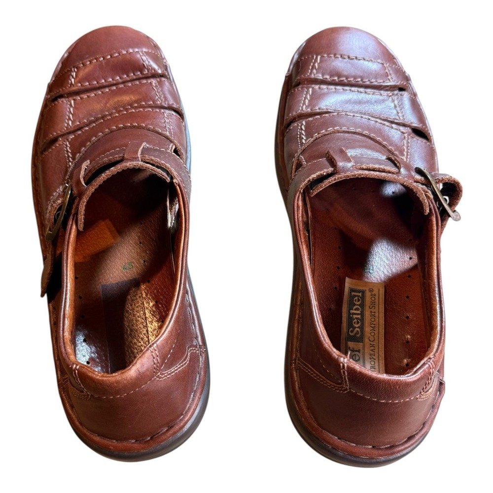 Josef‎ Seibel Men's Brown Leather Buckle Fishermans Sandals Size 11.5 M - Picture 3 of 14